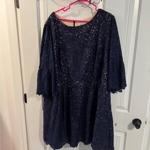 Eliza J Navy Floral Lace Dress